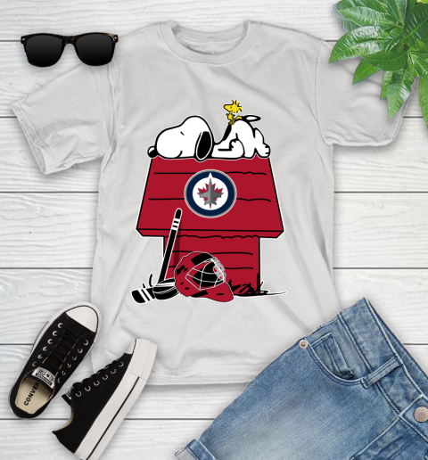 Winnipeg Jets NHL Hockey Snoopy Woodstock The Peanuts Movie Youth T-Shirt