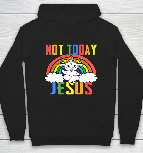 Unicorn Rainbow Not Today Jesus Premium Hoodie 2