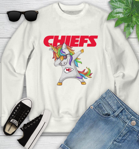 Kansas City Chiefs NFL Football Funny Unicorn Dabbing Sports Youth Sweatshirt