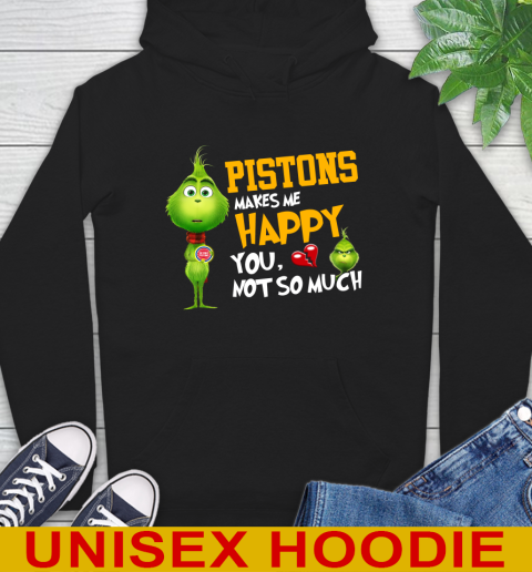 NBA Detroit Pistons Makes Me Happy You Not So Much Grinch Basketball Sports Hoodie