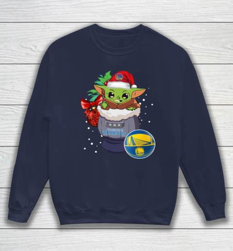 Golden State Warriors Christmas Baby Yoda Star Wars Funny Happy NBA Sweatshirt 3