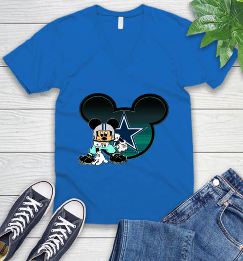 NFL Dallas Cowboys Mickey Mouse Disney Football T Shirt V-Neck T-Shirt 6