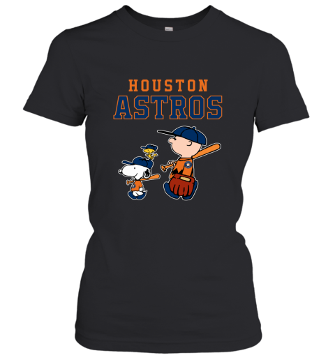 Houston Astros Let's Play Baseball Together Snoopy MLB Shirts Women's T- Shirt 