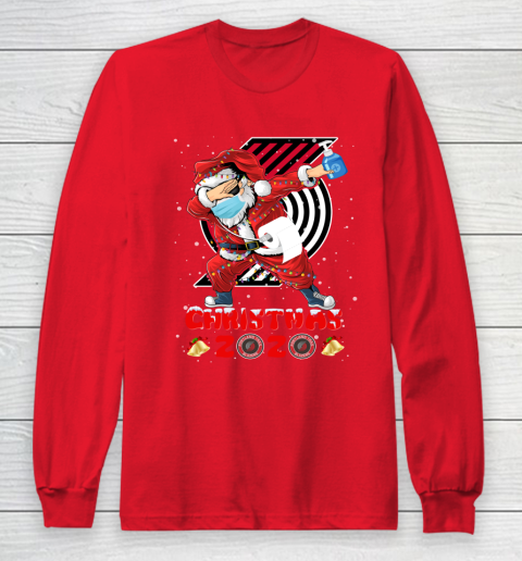 Portland Trail Blazers Funny Santa Claus Dabbing Christmas 2020 NBA Long Sleeve T-Shirt 7