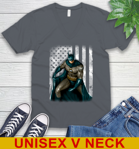Philadelphia Eagles NFL Football Batman DC American Flag Shirt V-Neck T-Shirt 4