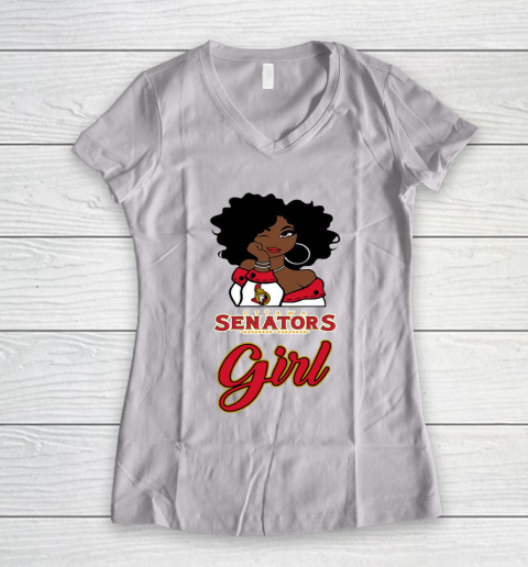 Ottawa Senators Girl NHL Women's V-Neck T-Shirt 2