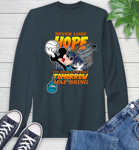 Charlotte Hornets NBA Basketball Mickey Disney Never Lose Hope Long Sleeve T-Shirt 9