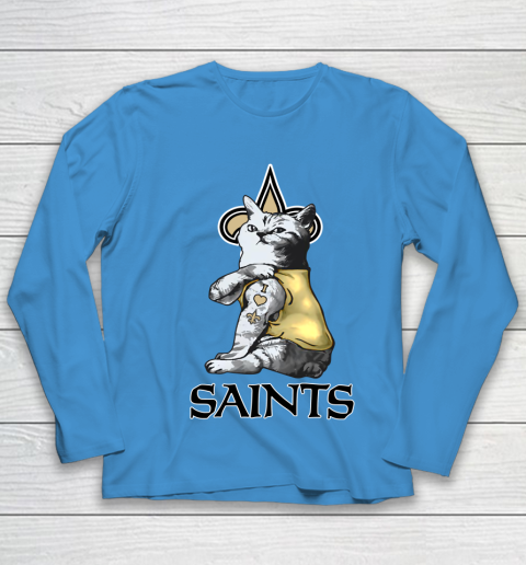 NFL Football My Cat Loves New Orleans Saints Youth Long Sleeve 5