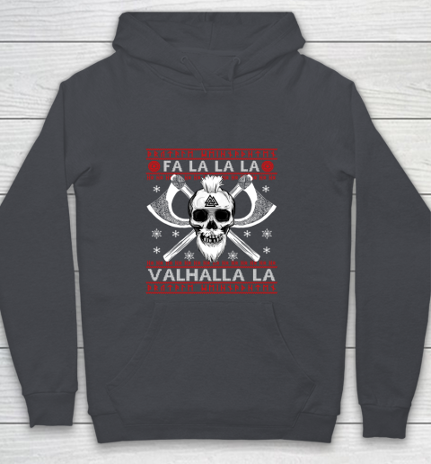 Ugly Christmas Sweater Fa La La Valhalla Viking Youth Hoodie 5
