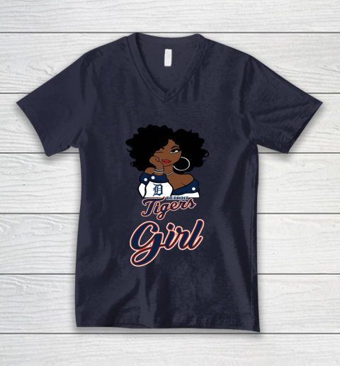 Detroit Tigerss Girl MLB V-Neck T-Shirt 3