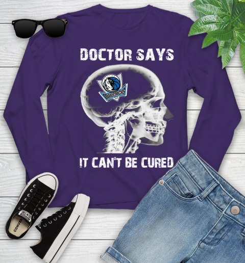 NBA Dallas Mavericks Basketball Skull It Can't Be Cured Shirt Youth Long Sleeve 4