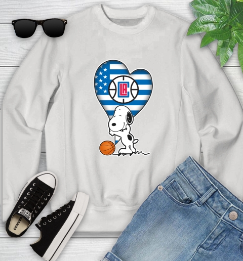 LA Clippers NBA Basketball The Peanuts Movie Adorable Snoopy Youth Sweatshirt