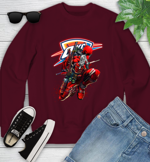 NBA Deadpool Marvel Comics Sports Basketball Oklahoma City Thunder Youth Sweatshirt 5