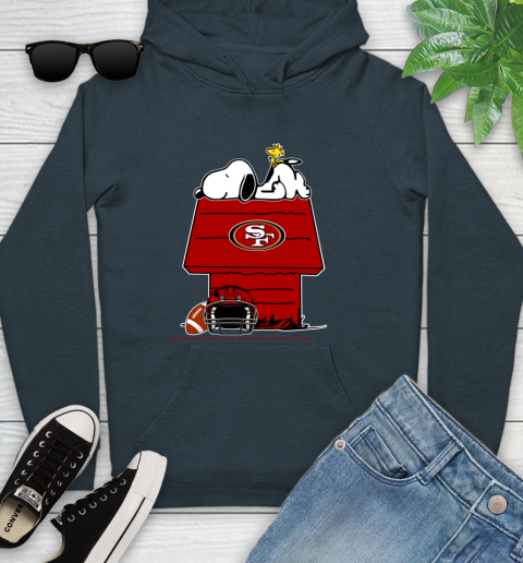 San Francisco 49ers NFL Football Snoopy Woodstock The Peanuts Movie Youth Hoodie 8