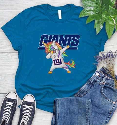 New York Giants NFL Football Funny Unicorn Dabbing Sports Women's T-Shirt 7