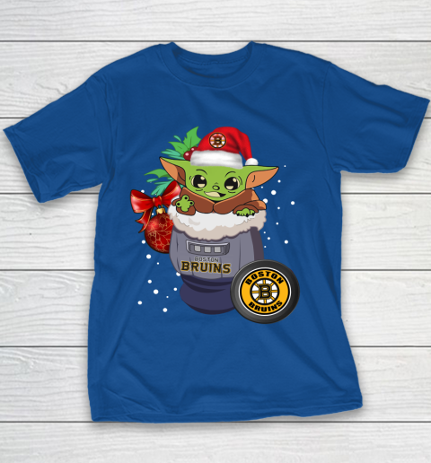 Boston Bruins Christmas Baby Yoda Star Wars Funny Happy NHL Youth T-Shirt 8