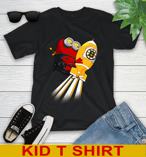 NHL Hockey Boston Bruins Deadpool Minion Marvel Shirt Youth T-Shirt