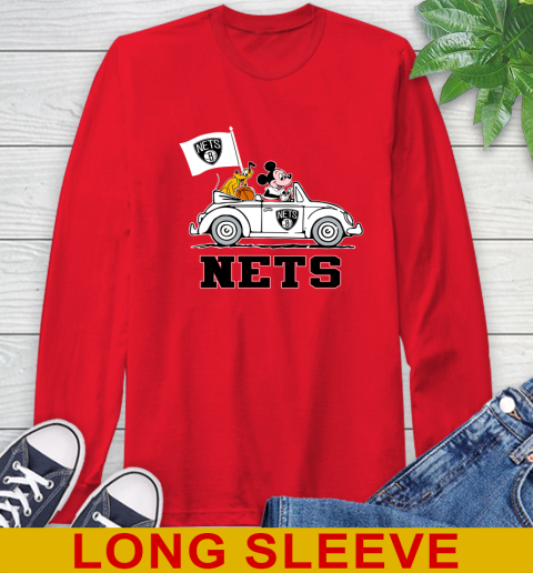 NBA Basketball Brooklyn Nets Pluto Mickey Driving Disney Shirt Long Sleeve T-Shirt 10