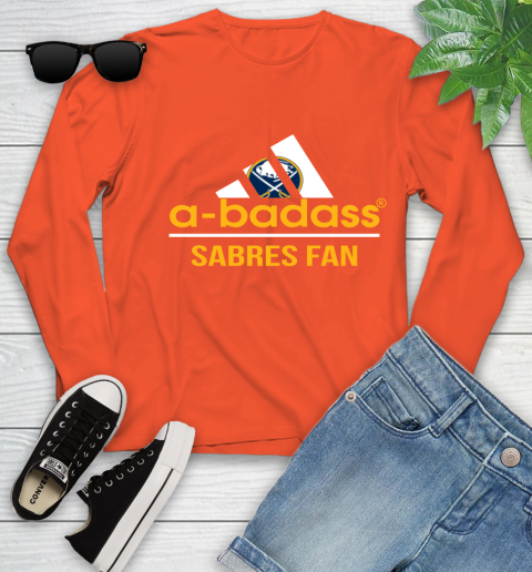 NHL A Badass Buffalo Sabres Fan Adidas Hockey Sports Youth Long Sleeve 3
