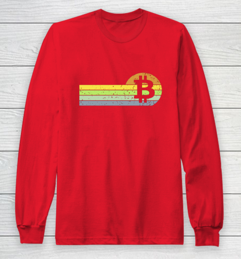 Bitcoin BTC Vintage Sunset Crypto Cryptocurrency Blockchain Long Sleeve T-Shirt 7