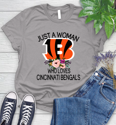 NFL Just A Woman Who Loves Cincinnati Bengals Football Sports Women's T-Shirt 3