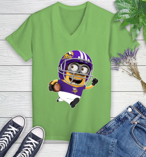 NFL Minnesota Vikings Minions Disney Football Sports Women's V-Neck T-Shirt 11