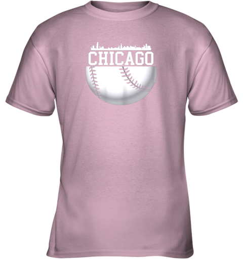 chju vintage downtown chicago shirt baseball retro illinois state youth t shirt 26 front light pink