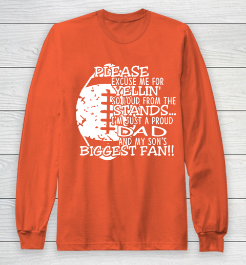Father's Day Funny Gift Ideas Apparel  Football Dad Sons Biggest Fan T Shirt Long Sleeve T-Shirt 3