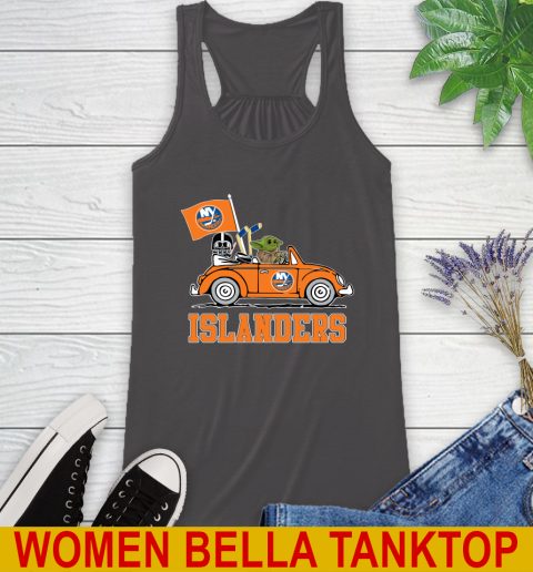 NHL Hockey New York Islanders Darth Vader Baby Yoda Driving Star Wars Shirt Racerback Tank 12