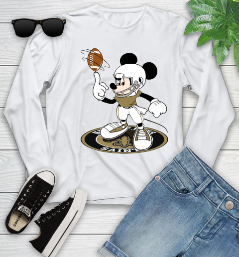 NFL Football New Orleans Saints Cheerful Mickey Disney Shirt Youth Long Sleeve 2