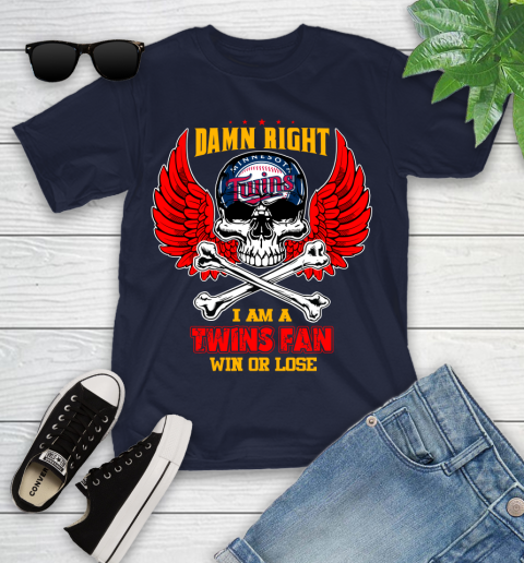 MLB Damn Right I Am A New York Mets Win Or Lose Skull Baseball Sports Youth T-Shirt 2