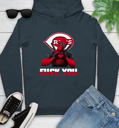 MLB Cincinnati Reds Deadpool Love You Fuck You Baseball Sports Youth Hoodie 10