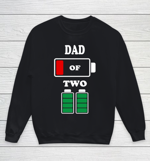 Dad of 2 Kids Funny Battery Father's Day Youth Sweatshirt