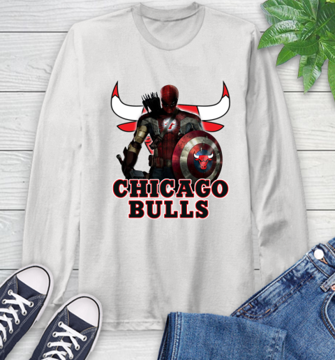Chicago Bulls NBA Basketball Captain America Thor Spider Man Hawkeye Avengers Long Sleeve T-Shirt
