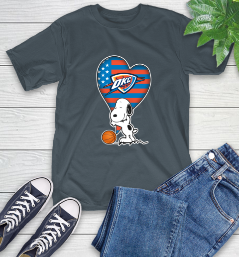 Oklahoma City Thunder NBA Basketball The Peanuts Movie Adorable Snoopy T-Shirt 9