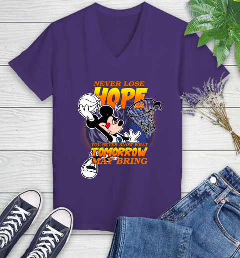 Dallas Mavericks NBA Basketball Mickey Disney Never Lose Hope Women's V-Neck T-Shirt 3