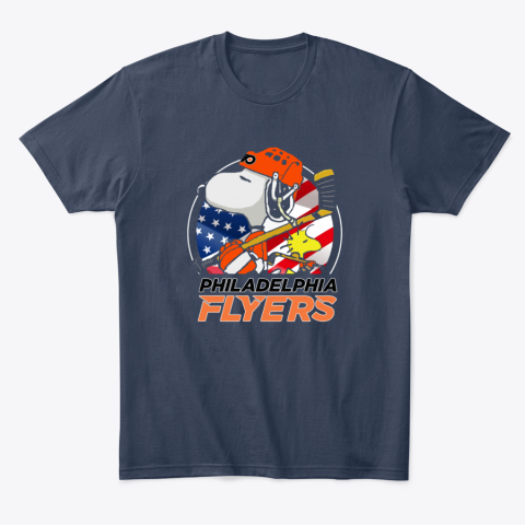 o2jb philadelphia flyers snoopy and woodstock nhl classic t shirt 2 front navy