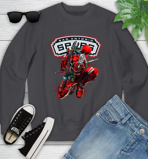 NBA Deadpool Marvel Comics Sports Basketball San Antonio Spurs Youth Sweatshirt 6
