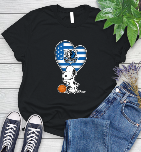Dallas Mavericks NBA Basketball The Peanuts Movie Adorable Snoopy Women's T-Shirt 2