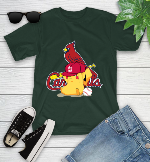 MLB Pikachu Baseball Sports St.Louis Cardinals Youth T-Shirt 5