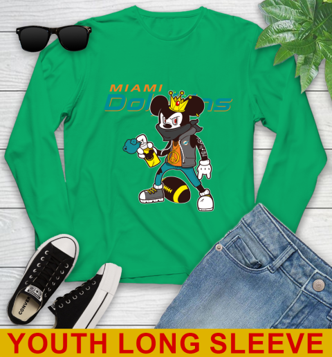 Miami Dolphins NFL Football Mickey Peace Sign Sports Youth Long Sleeve 8 Miami Dolphins NFL Football Mickey Peace Sign Sports Youth Long Sleeve - Image 8