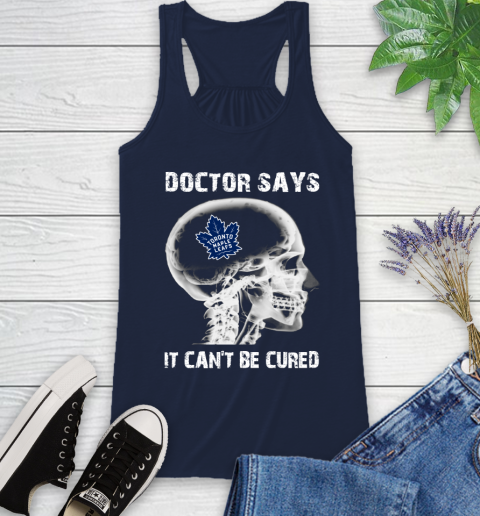 NHL Toronto Maple Leafs Hockey Skull It Can't Be Cured Shirt Racerback Tank 8