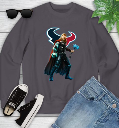 NFL Thor Avengers Endgame Football Houston Texans Youth Sweatshirt 6