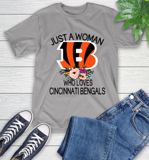 NFL Just A Woman Who Loves Cincinnati Bengals Football Sports T-Shirt 4