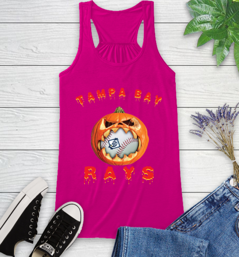 MLB Tampa Bay Rays Halloween Pumpkin Baseball Sports Racerback Tank 8