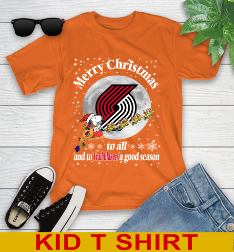 Portland Trail Blazers Merry Christmas To All And To Trail Blazers A Good Season NBA Basketball Sports Youth T-Shirt 8