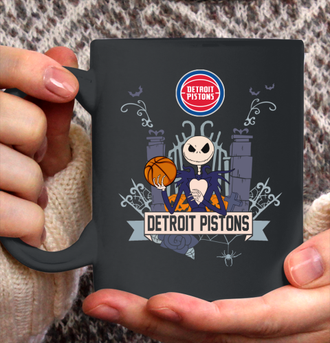 NBA Detroit Pistons Basketball Jack Skellington Halloween Ceramic Mug 11oz
