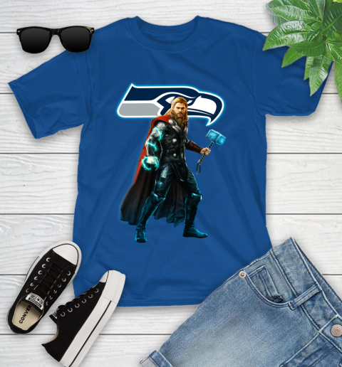 NFL Thor Avengers Endgame Football Seattle Seahawks Youth T-Shirt 9