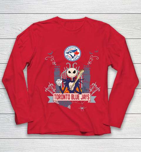 MLB Toronto Blue Jays Baseball Jack Skellington Halloween Youth Long Sleeve 8