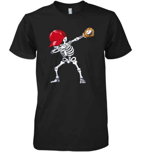 Dabbing Skeleton Baseball Shirt Funny Halloween Gift Boys Premium Men's T-Shirt